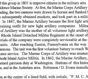 Providence Marine Corp Artillery Coat Button