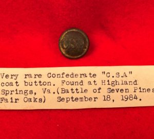 Confederate General Army Service Coat Button - Cast C.S.A