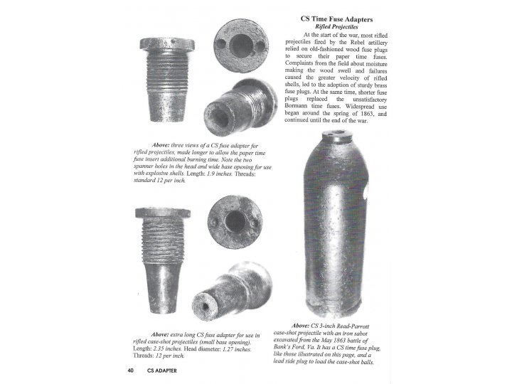 Confederate Time Fuze Adaptor for Rifled Projectile.