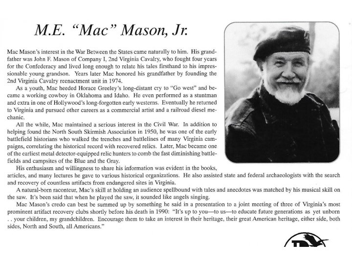 Five Spoke Swage Base Bullet with Mac Mason's Lettering