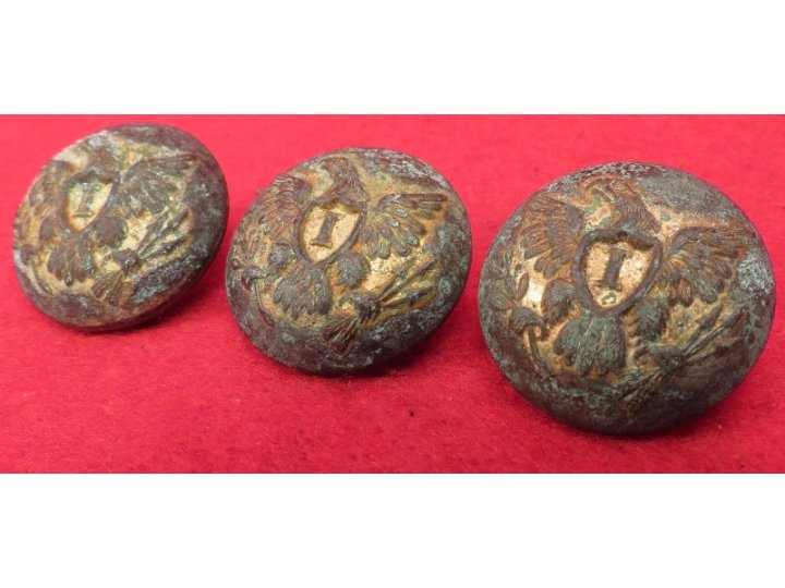 Three Federal Infantry Overcoat Size Buttons 