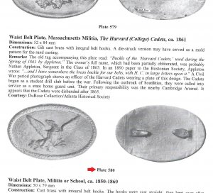 Militia or School Waist Belt Buckle, ca. 1850-1860