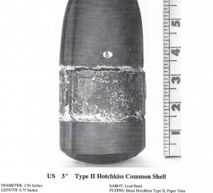 Federal 3 Inch Type II Hotchkiss Common Shell Nose Section with Brass Fuze Adaptor