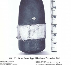 Federal 3-inch Type I Hotchkiss Shell Re-Assembled Ground Burst