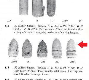 Confederate .52 Caliber Four-Ring "Ringtail" Sharps Carbine Bullet