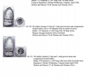 Confederate .58 Cal. Gardner Bullet - Marked "NORTH ANNA / 11-80"
