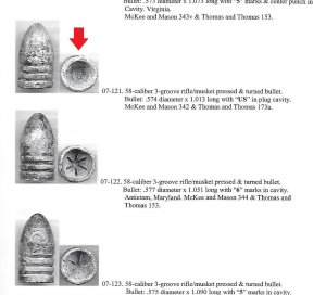 Excavated .58 Caliber Three Ring "US" Base Bullet