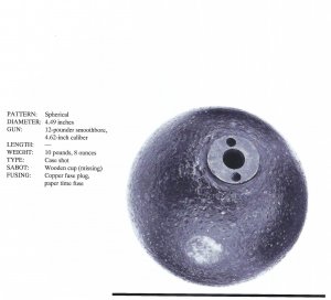 Confederate 12 Pounder "Side-Loader" Case Shot - Lead Side-Plug