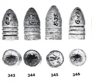 Bullet in Wood - Five Spoke Base .58 Caliber Bullet