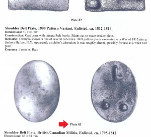 War of 1812 Militia Shoulder Belt Plate - Sackets Harbor - Published