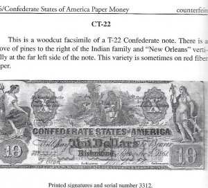 Confederate "Counterfeit" Ten Dollar Note - 1861