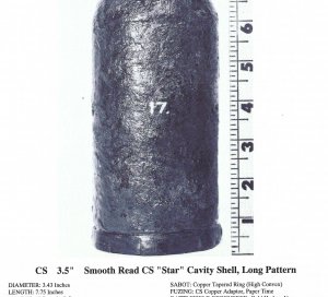 Confederate 3.5-Inch "Long Pattern" Read-Parrott Case-Shot with Star Cavity