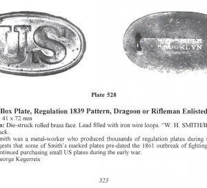 US Cartridge Box Plate - Small Size - Marked "W. H. SMITH / BROOKLYN"
