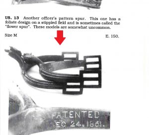 US Officer's "Christmas" Spur Marked "PATENTED DEC 24, 1861."