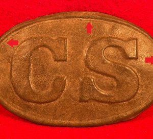 Confederate "CS Rope Border" Belt Buckle - Repaired - On Sale