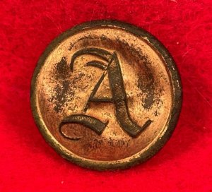 Confederate Artillery Coat Button - Script "A"