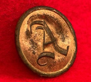 Confederate Artillery Coat Button - Script "A"