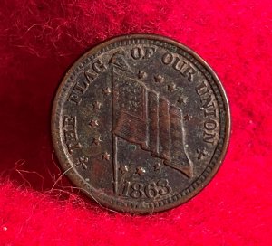 Civil War Patriotic Token Dated 1863 - "SHOOT HIM ON THE SPOT"