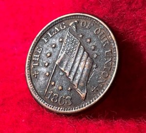 Civil War Patriotic Token Dated 1863 - "SHOOT HIM ON THE SPOT"