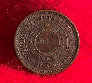 Civil War Patriotic Token Dated 1863 - "SHOOT HIM ON THE SPOT"