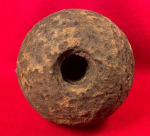 Confederate 12 Pounder Side-Loader Case-Shot Shell - Rare Copper Side-Plug