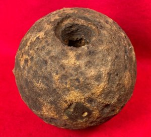 Confederate 12 Pounder Side-Loader Case-Shot Shell - Rare Copper Side-Plug