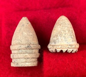 Carved Confederate .69 Caliber "Raleigh" Pattern Bullet Bullet - "Sawtooth"