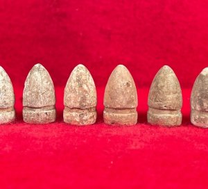 Six Colt .44 Caliber Revolver Bullets