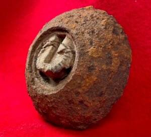 Confederate 12 Pounder Spherical Case-Shot Fragment with Bormann Fuze 