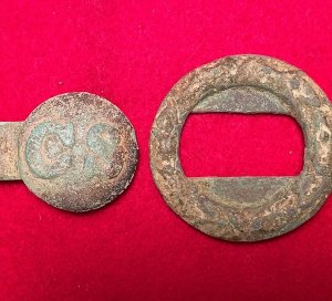 Confederate Two-Piece Tongue and Wreath Belt Buckle