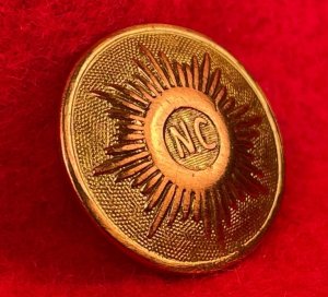 North Carolina "Sunburst" Coat Button - Non-Excavated - High Quality