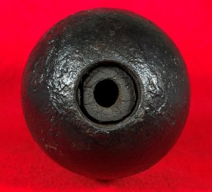 Confederate 3-inch "Short Pattern" Broun Shell with Original Wood Fuze Adaptor - High Quality