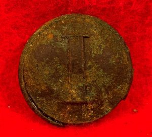 Confederate Infantry Coat Button - Stippled "I" - Repaired