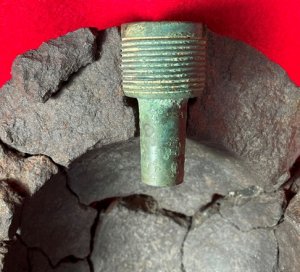 Reconstructed 9-Inch Mortar Shell with US Naval Fuze Dated 1862