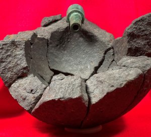 Reconstructed 9-Inch Mortar Shell with US Naval Fuze Dated 1862