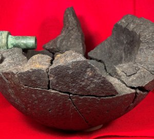 Reconstructed 9-Inch Mortar Shell with US Naval Fuze Dated 1862