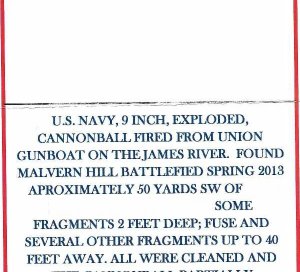 Reconstructed 9-Inch Mortar Shell with US Naval Fuze Dated 1862