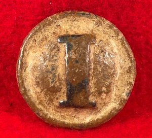 Confederate Cast Infantry Coat Button - Pewter "I"