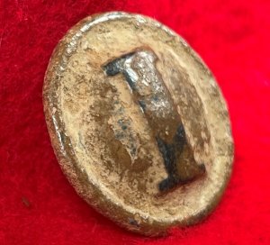 Confederate Cast Infantry Coat Button - Pewter "I"