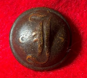 Confederate Infantry Coat Button - "Script I" with letters "CS"
