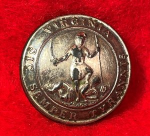 Virginia State Seal Militia Coat Button - Silvered