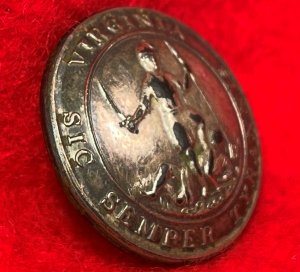 Virginia State Seal Militia Coat Button - Silvered