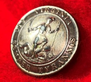 Virginia State Seal Militia Coat Button - Silvered