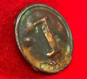 Confederate Block Infantry Coat Button - Narrow Block "I"