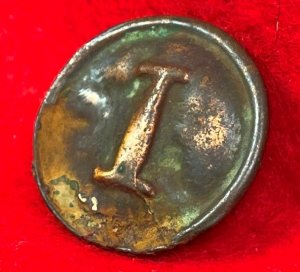 Confederate Block Infantry Coat Button - Narrow Block "I"