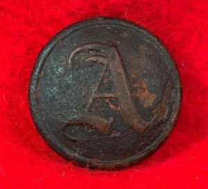 Confederate Artillery Coat Button - Script "A"