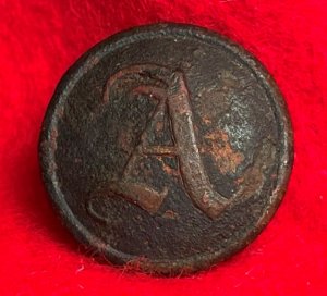 Confederate Artillery Coat Button - Script "A"