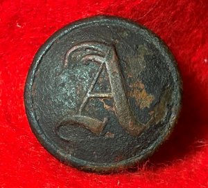 Confederate Artillery Coat Button - Script "A"