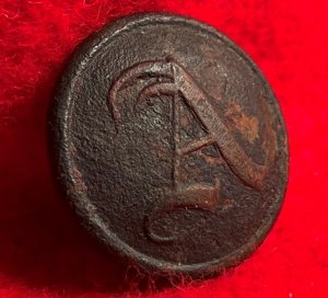 Confederate Artillery Coat Button - Script "A"