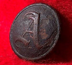 Confederate Artillery Coat Button - Script "A"